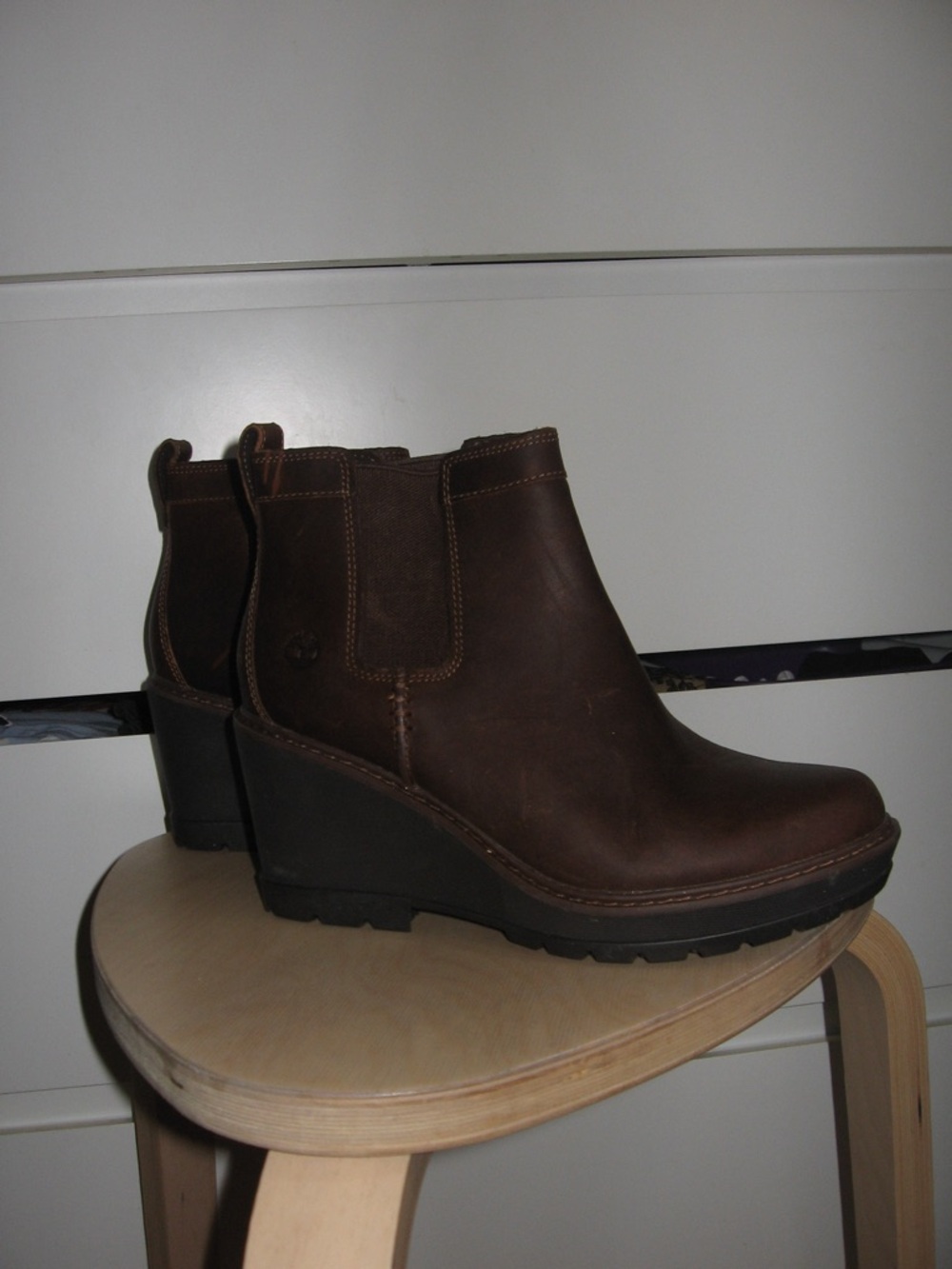 Dark Brown Timberland Defender Chelsea Ankle Wedge Boots with Anti-Fatigue